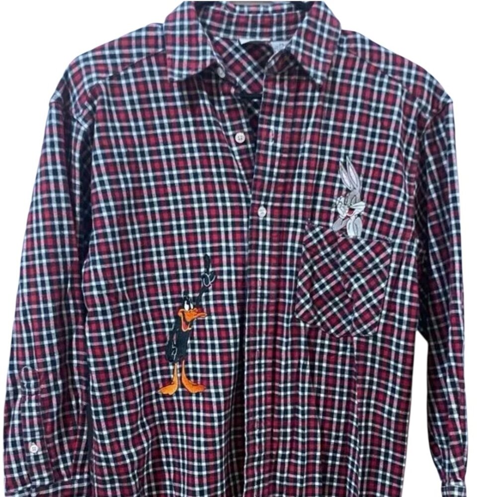ACME Clothing Donald Duck Bugs Bunny Plaid Shirt XS